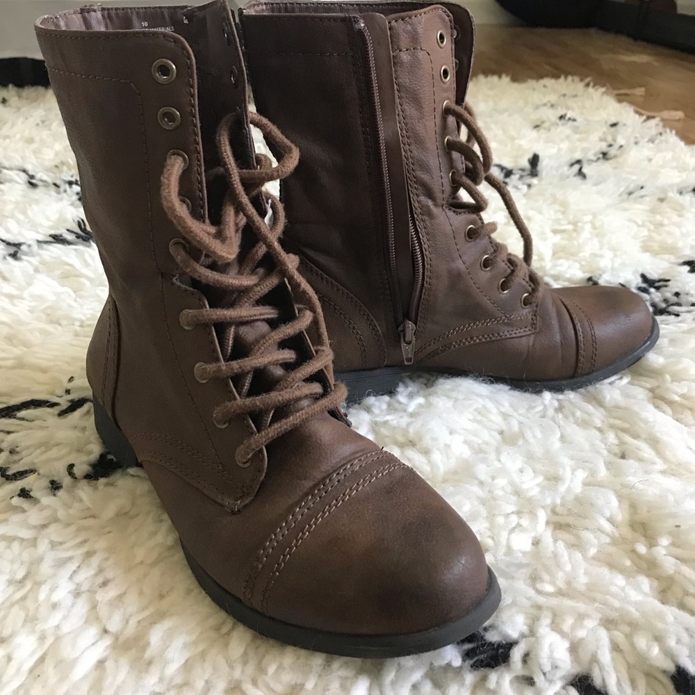 Brown combat style boots